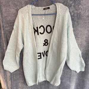 Amazon Blue Chunky Knit Cardigan Sweater